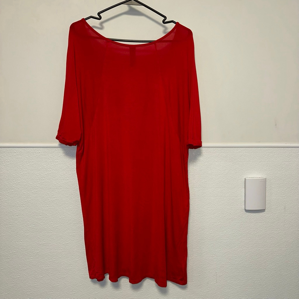 Women's Agnes & Dora T-Shirt Dress Size M Red Oversized Flowy - Picture 2 of 10